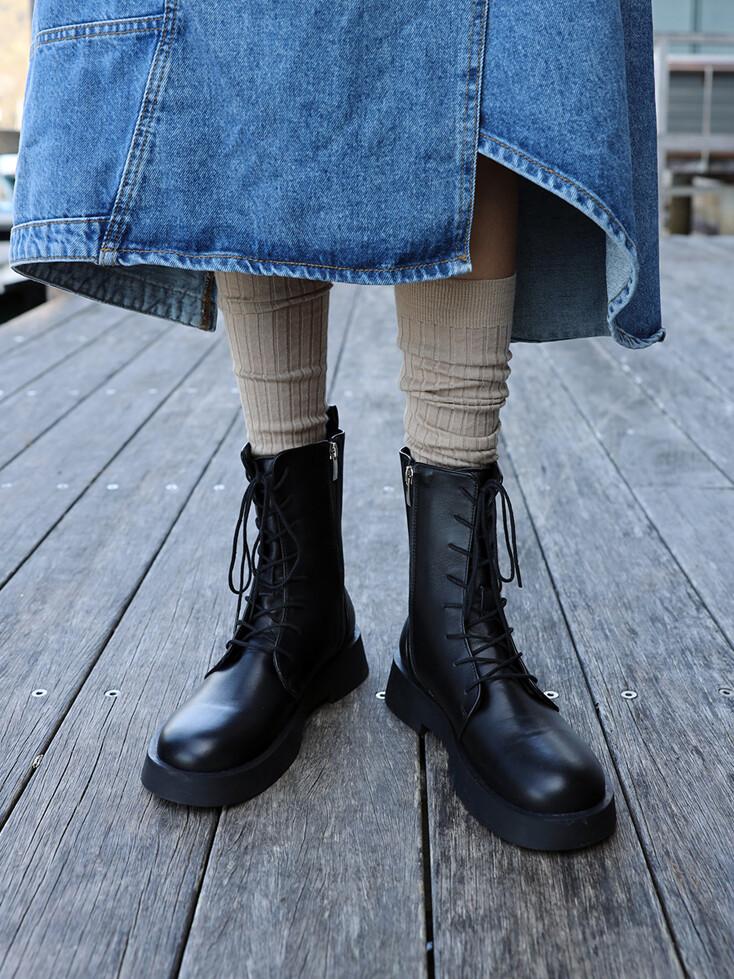 HALEY 헤일리 레이스업 플랫폼 워커 앵클부츠 - 3colors