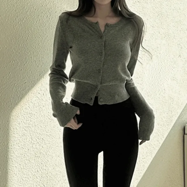 사장님출근룩 허리잘록 브이넥 캐시미어 함유 니트 가디건 울니트