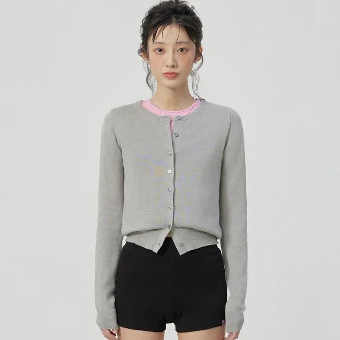 BASIC ROUND KNIT CARDIGAN GREY