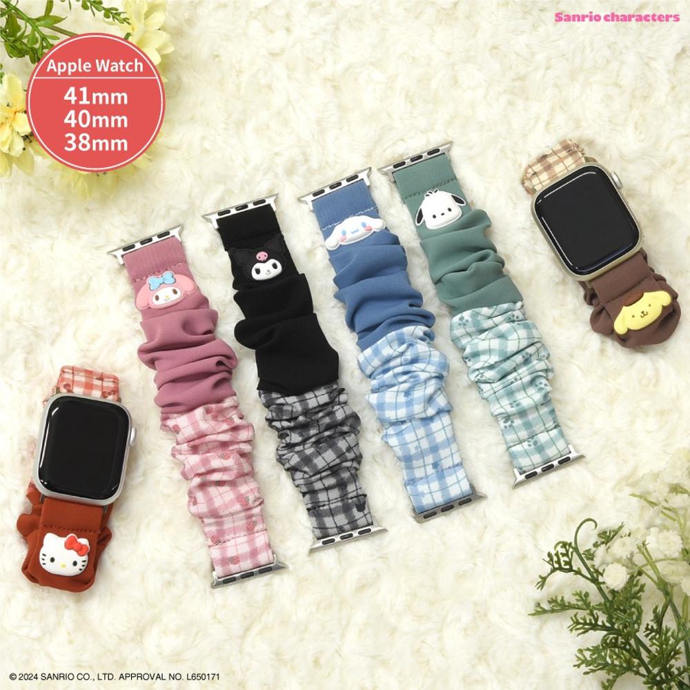 산리오 캐릭터 애플워치 Apple Watch 41 40 38mm 대응 슈슈밴드 워치 밴드 벨트 헬로키티 마이멜로디 쿠로미 폼폼푸린 시나모롤 포차코