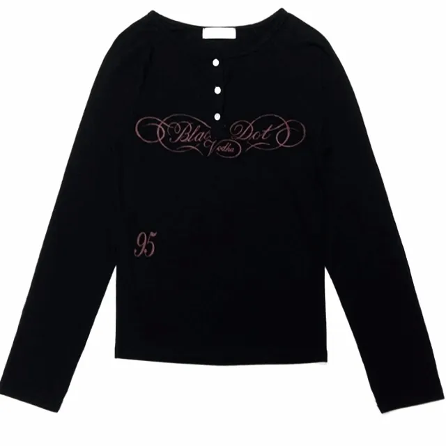 [빈티지/y2k] 도트 레터링 프린팅 긴팔 티셔츠