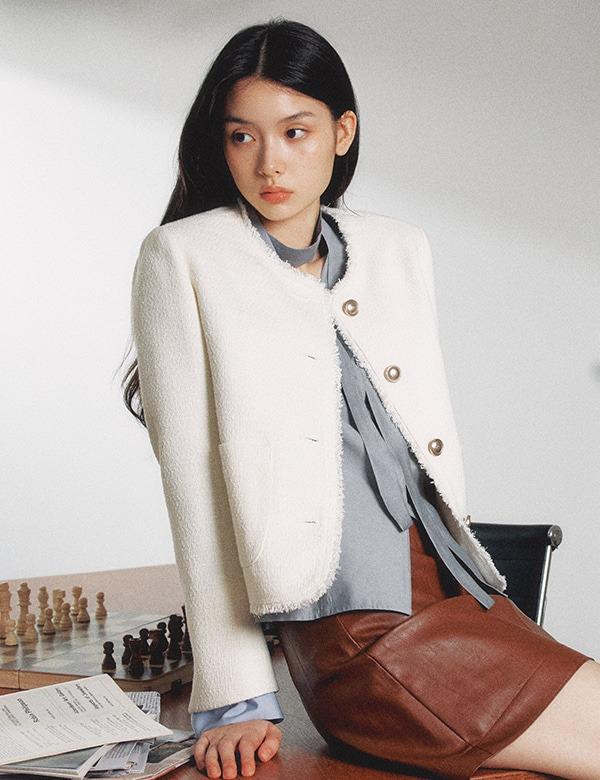 올데이자켓 칼라리스 트위드 자켓_RMJKF4TS99