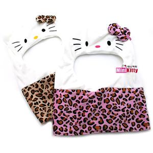 산리오 헬로키티 얼굴 모자 넥워머 귀달이 방한 (브라운호피)