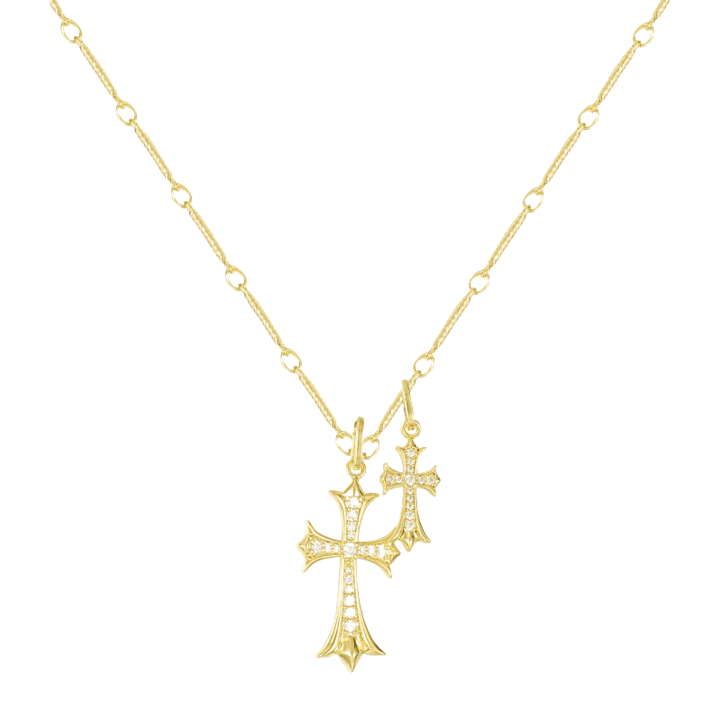 Double Cross Me Necklace - Gold