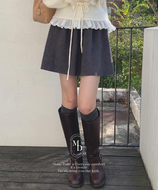 [화이트 오늘출발🚚] 라에 플레어 니트 스커트 (도톰하고 포근한 소재)