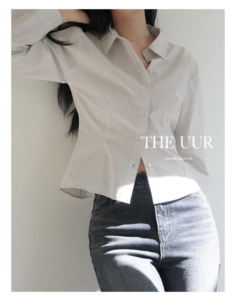 [10일소요] uur index line crop shirts [blue-gray]