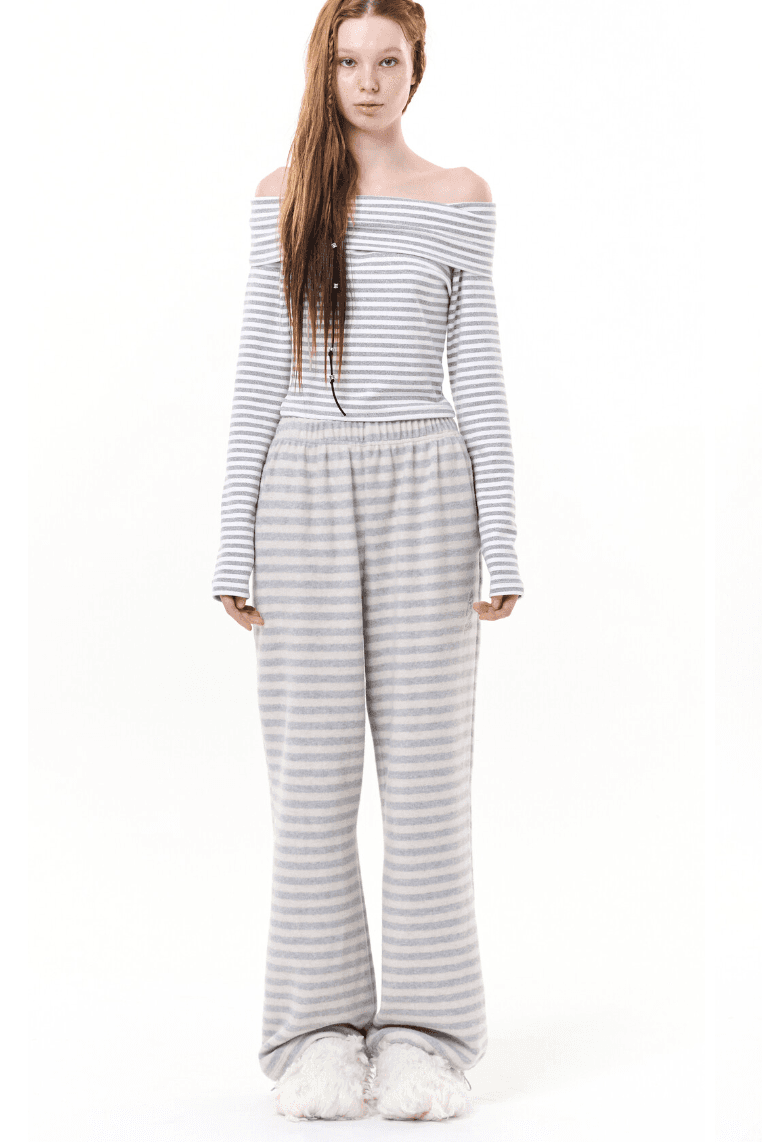 Soft stripe pants_light gray