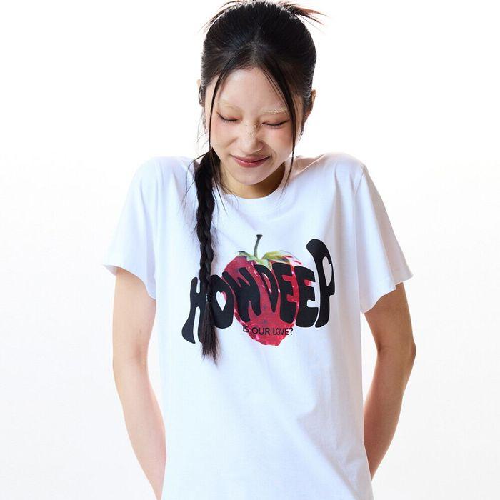 IM HOW DEEP STRAWBERRY TEE(WHITE)