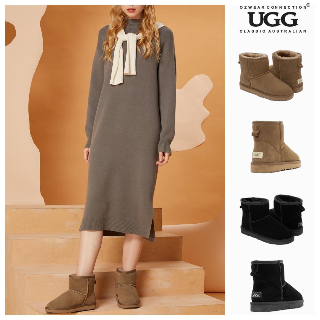 UGG 양털 부츠 오즈웨어 클래식 어그 남녀 공용 미니 블랙 올리브 OB664