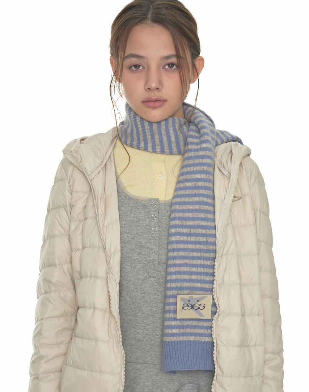 스트라이프 니트 머플러 - 4컬러