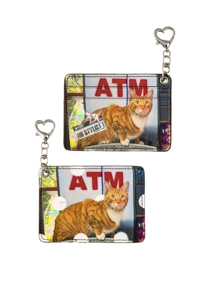 Original Retro Polka Dot Cat & Dog Love Print Pendant Card Case Dual Card Slot ID Storage Bag【s0000014247】