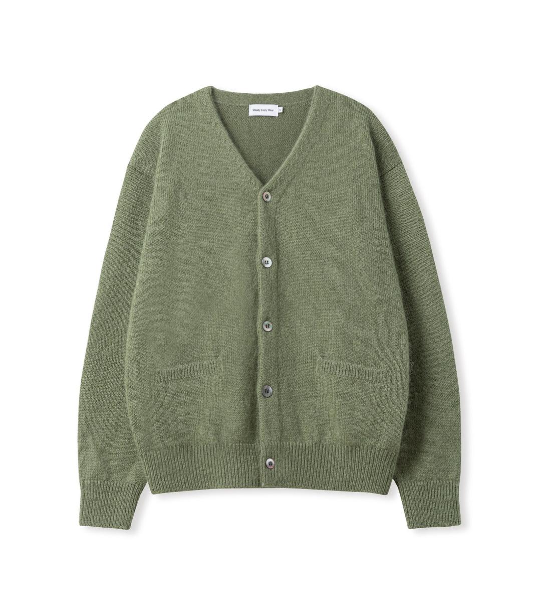 키드 모헤어 가디건 (올리브)