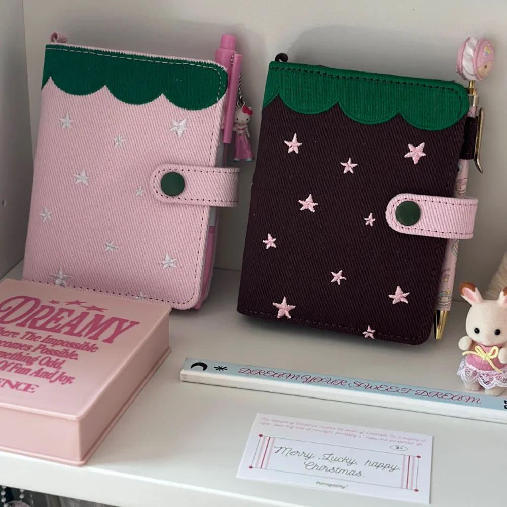 수심 Strawberry Syrup 딸기 시럽 다이어리 M5 지갑 바인더 데님