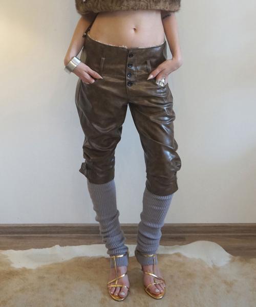 Capri Faux Leather Pants Brown