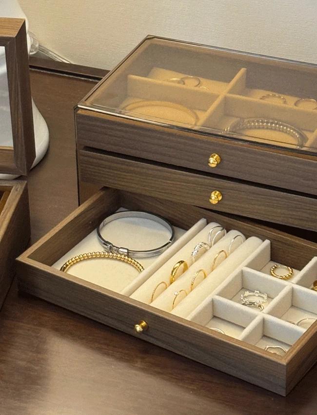 오늘출발*(직사각)마레드 우드 3단 악세사리 보관함