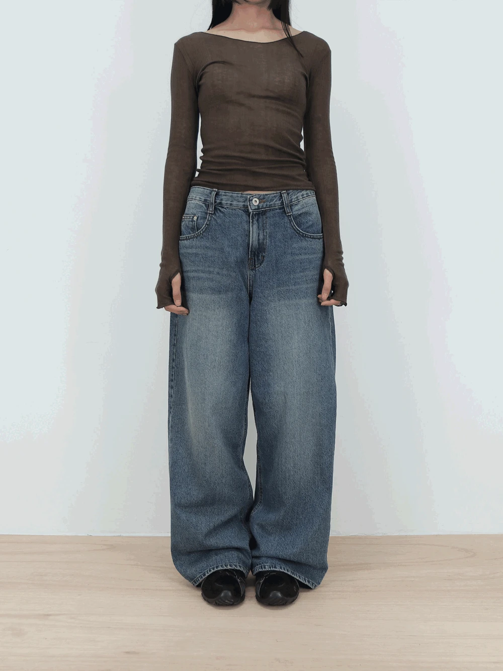 리바 미드 와이드 데님