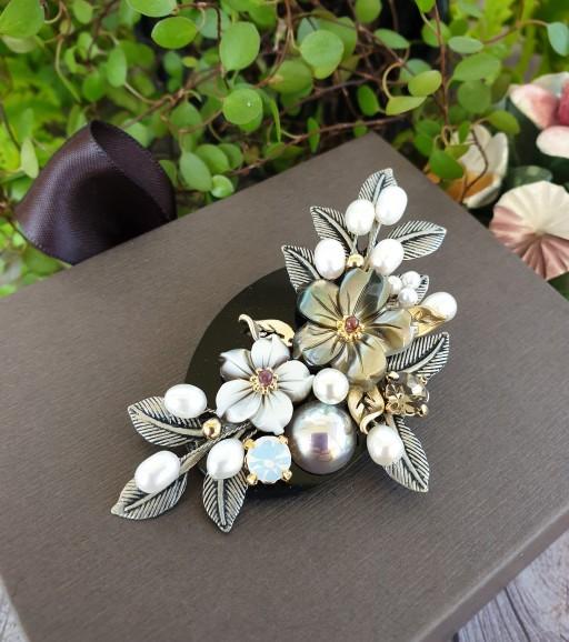 타원오닉스 브로치