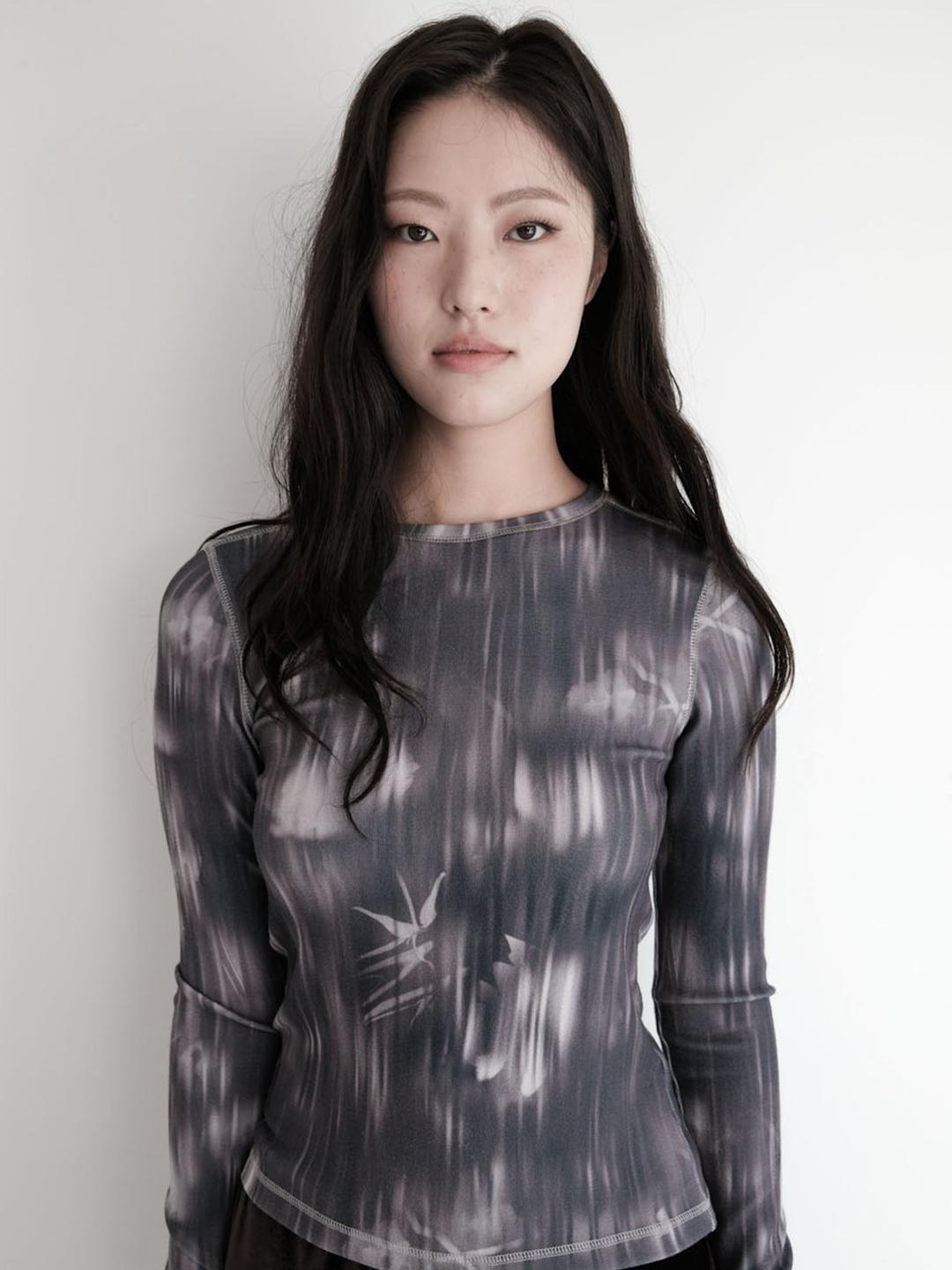 Rising flower long sleeve t-shirt - Charcoal