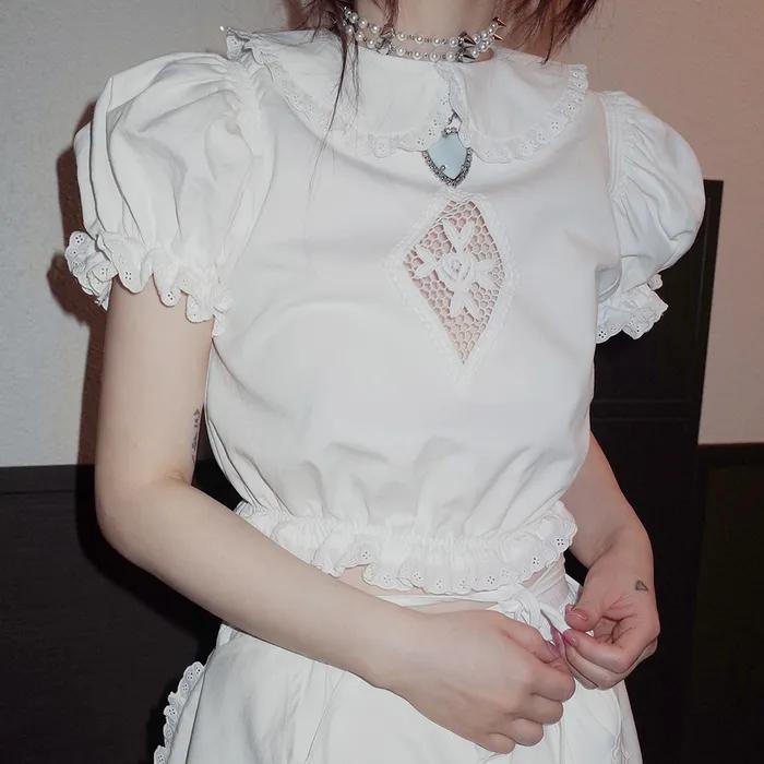 3차 예약배송 rose cropped blouse