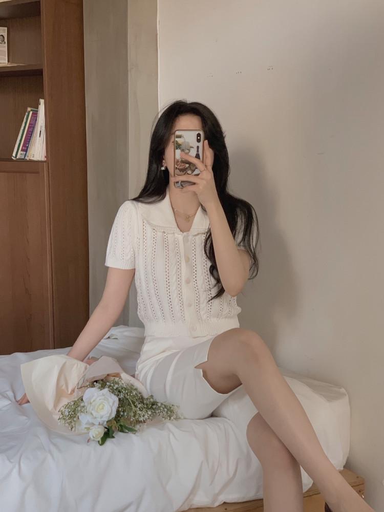 마리 스카시 가디건 (화이트)