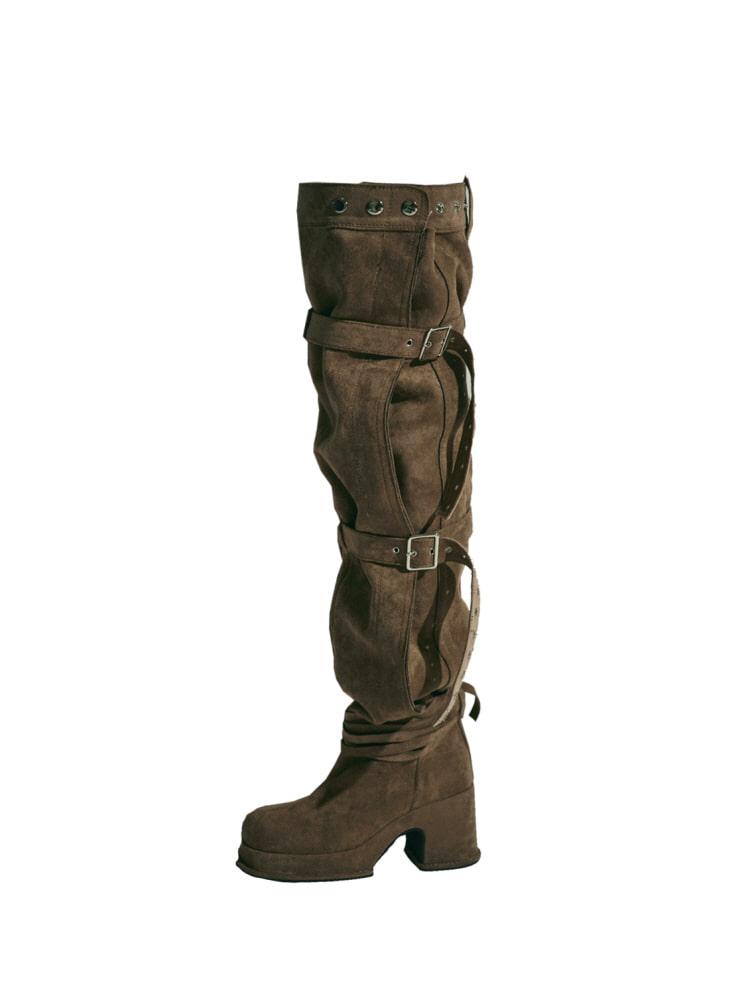 BUCKLE THIGH HIGH BOOTS