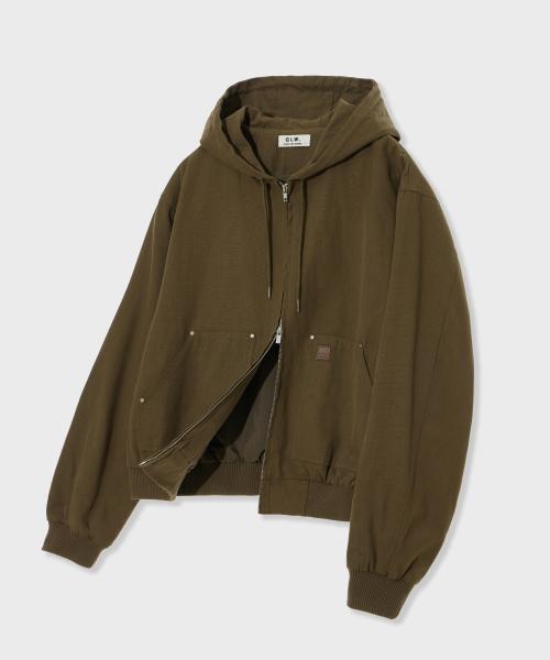 워크웨어 리벳 후드 점퍼 브라운