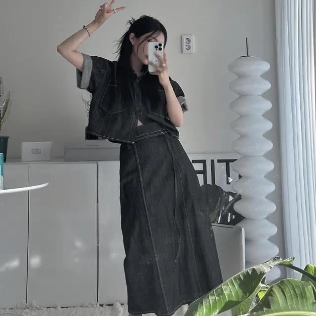 스티치 데님 포켓 셔츠 (2COLOR)