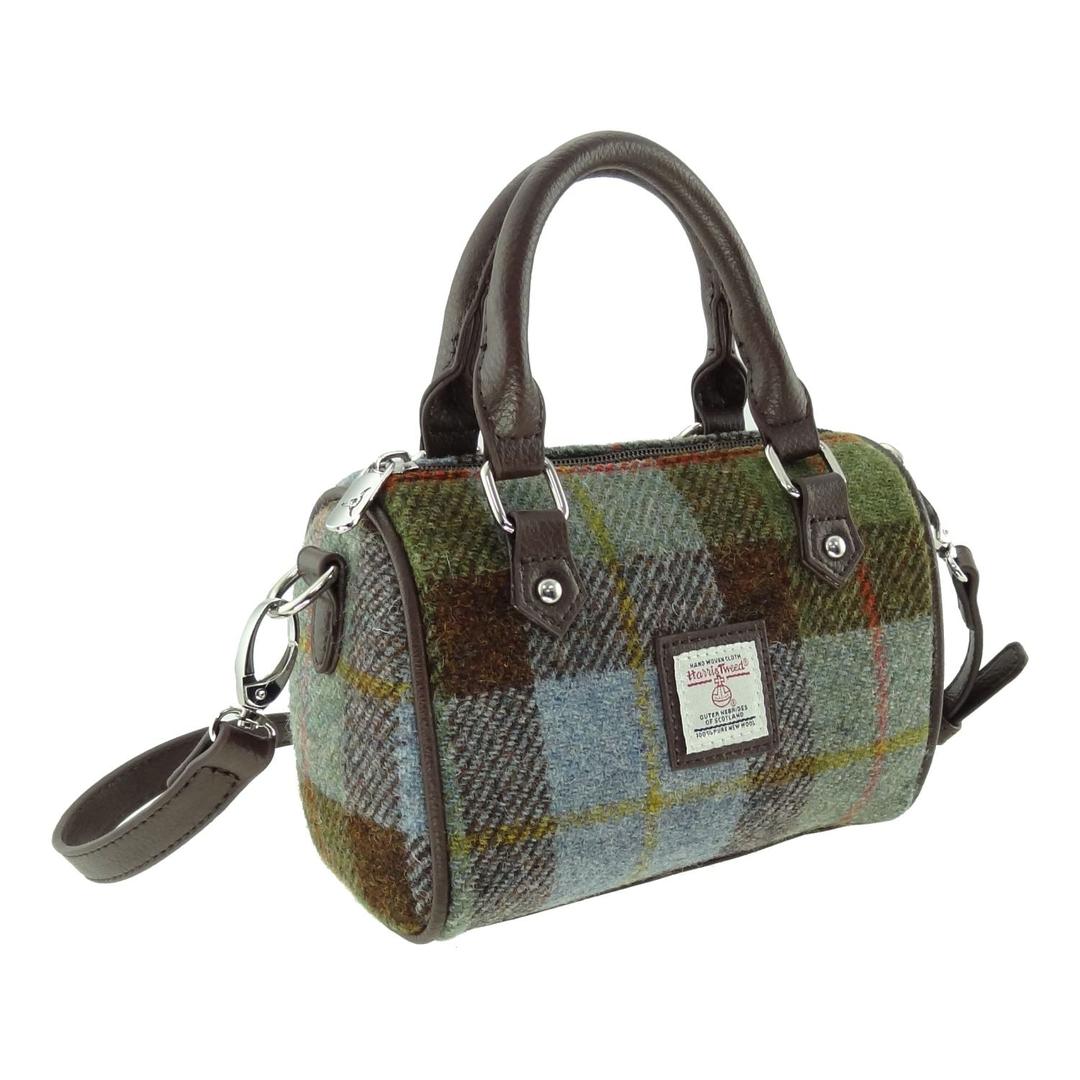 Harris Tweed Kilbride Mini Bowling Handbag with Shoulder Strap