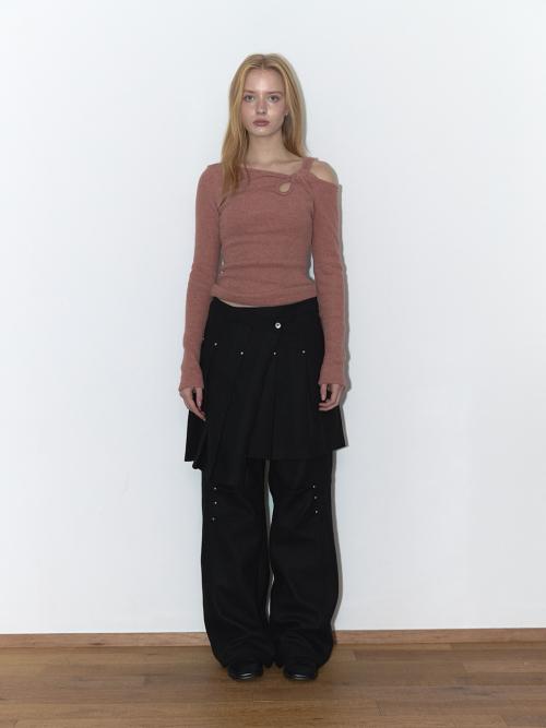 WOOL RIVET PANTS (BLACK)