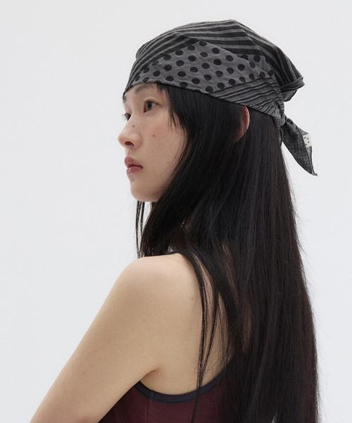 MIX DOT PATTERN SHEER SCARF, GRAY