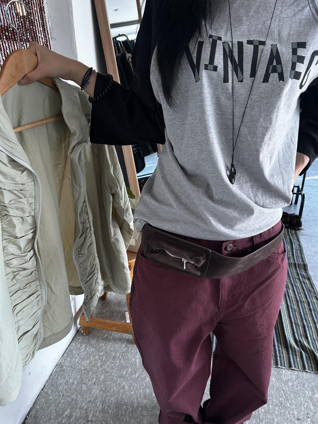 rustic suede pocket belt