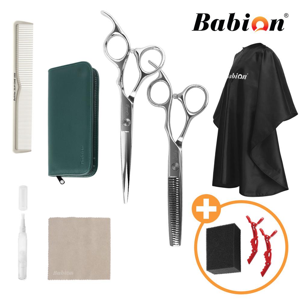 바비온 고급 Silky 미용 일자 숱 앞머리 셀프 빗 커트보 10종 세트 가위