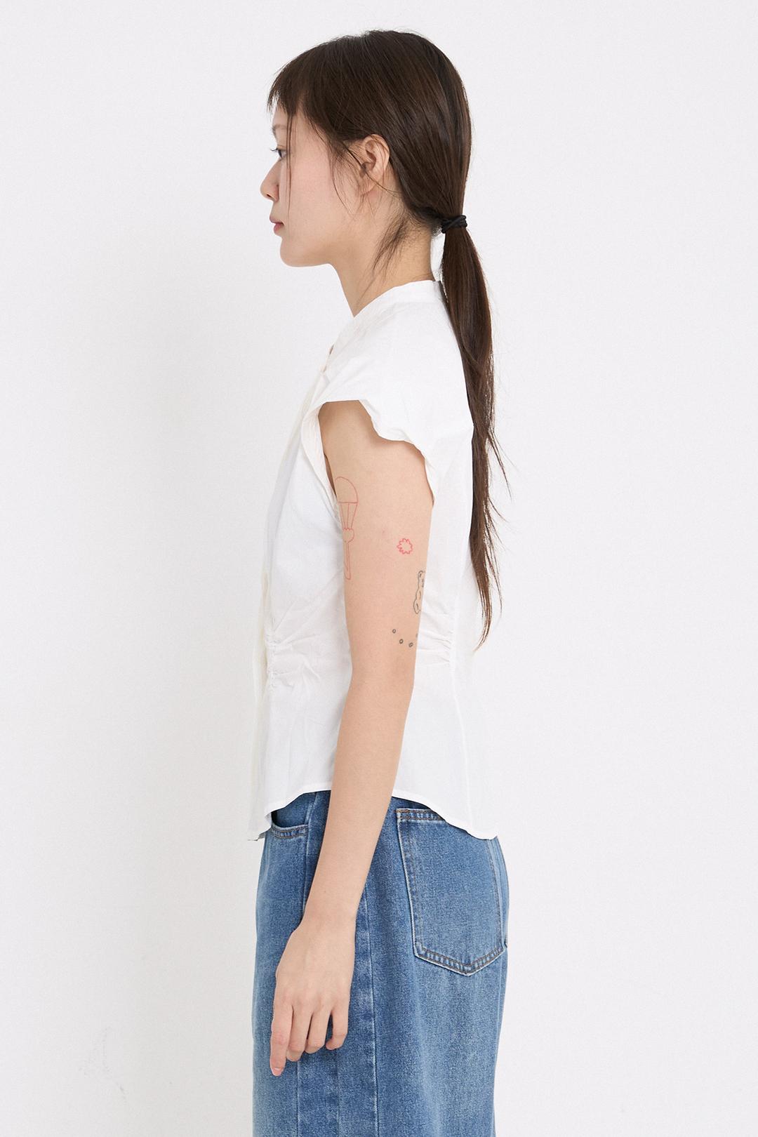 캡 슬리브리스 셔츠