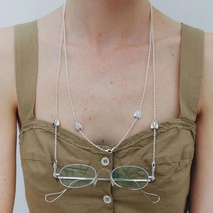 HEART EYEGLASS CHAIN NECKLACE [SILVER]