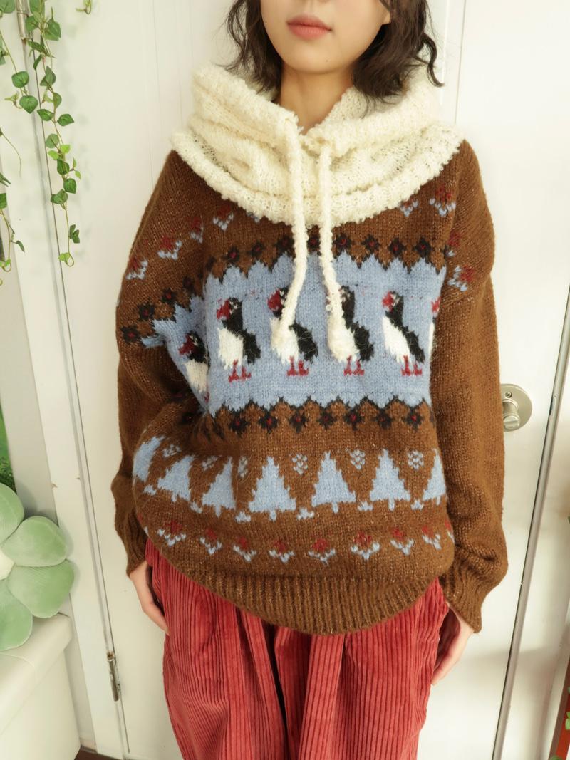 Penguin loose knit ( brown )