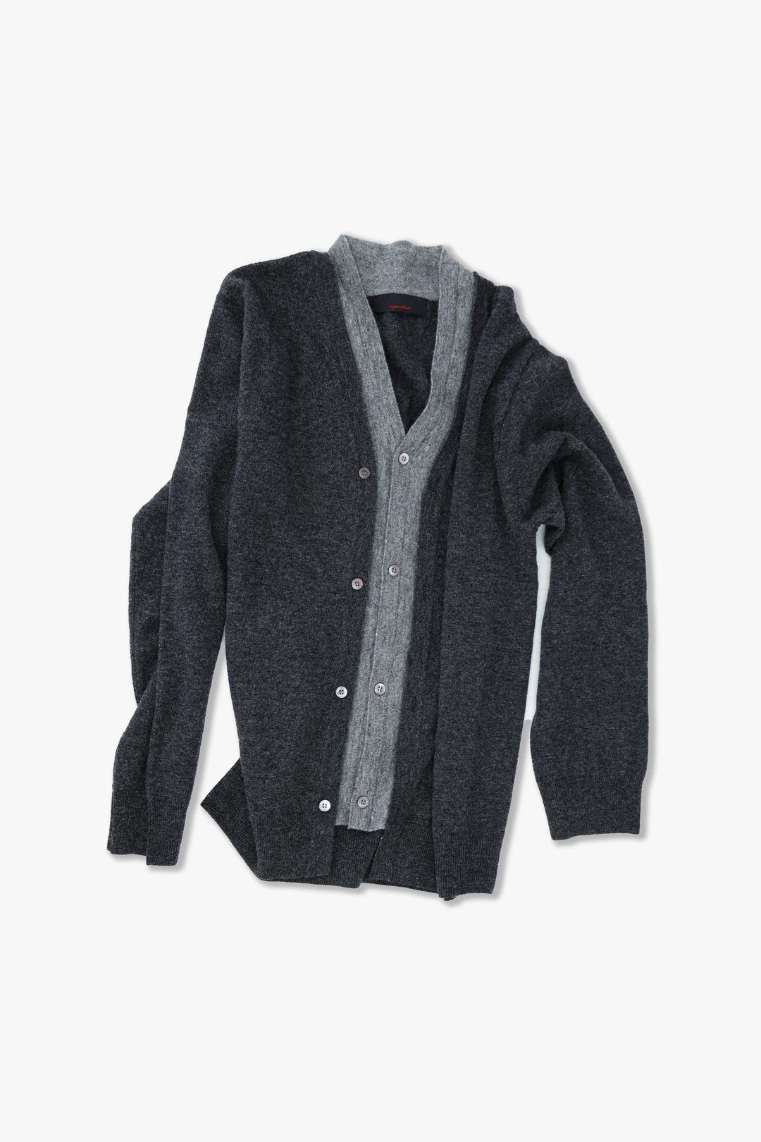 AZA V-NECK CARDIGAN - CHARCOAL