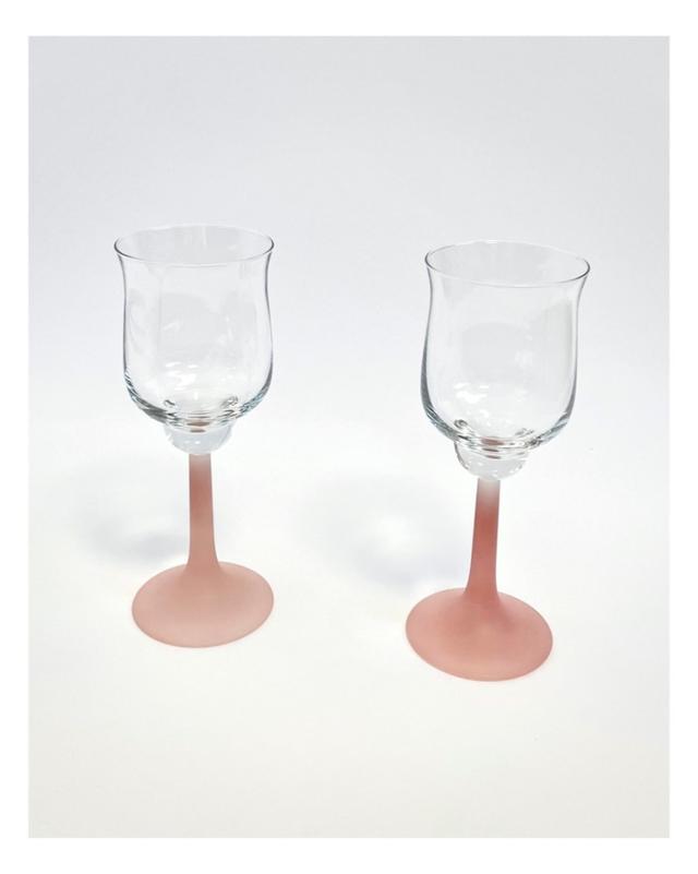 [vintage] 프로스티드 스템 튤립 글라스 커플 와인잔 frosted tulip glass