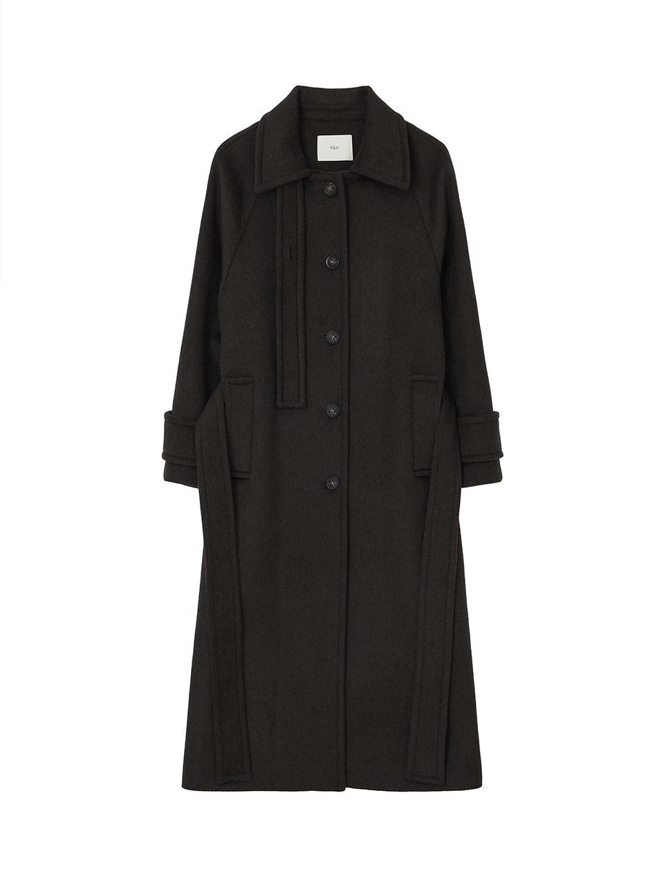 Wool Balmacaan Coat Dark Brown