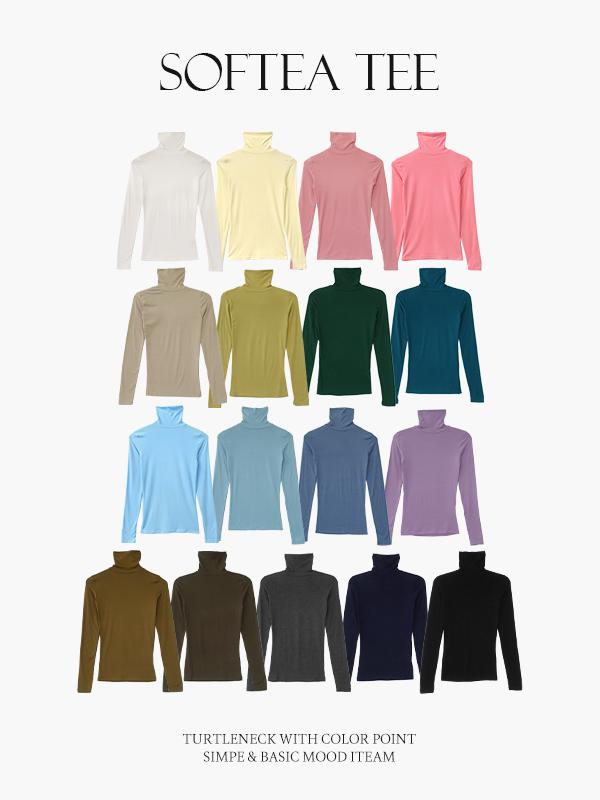 프렌치오브 [9만장돌파]소프티 목폴라 레이어드 가을 티셔츠 (21color)