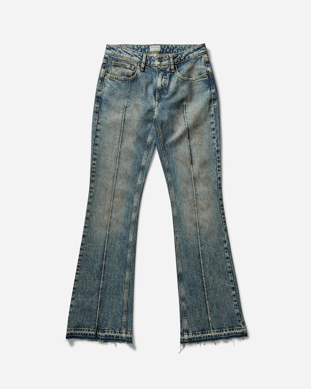Women's Flare Denim Pants Used Indigo Brown Tint