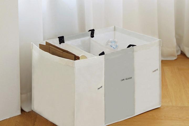 일체형 타포린 재활용 분리수거함 3단