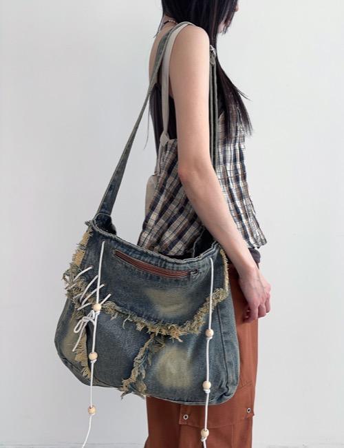bohemian denim fringe bag