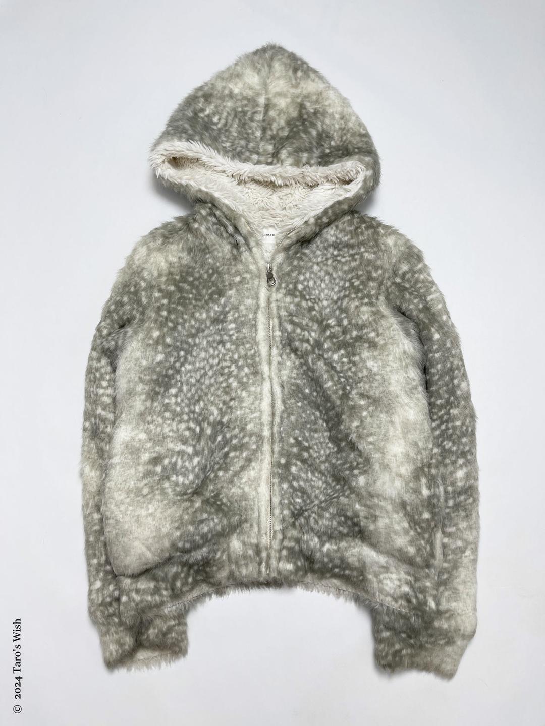 aw2006 bambi angora fur zip up coat with hood, tsumori chisato