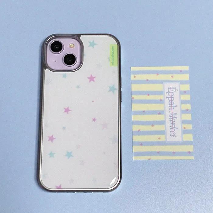 아이폰17시리즈추가)twinkle star 실버 에폭시/글래스 범퍼 케이스