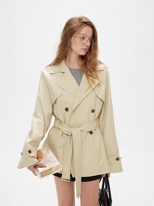 Lalaglow Double-Breasted Short Trench Coat