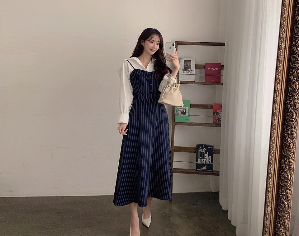 [6천장 돌파✨] 버블로어 스트라이프 뷔스티에 원피스