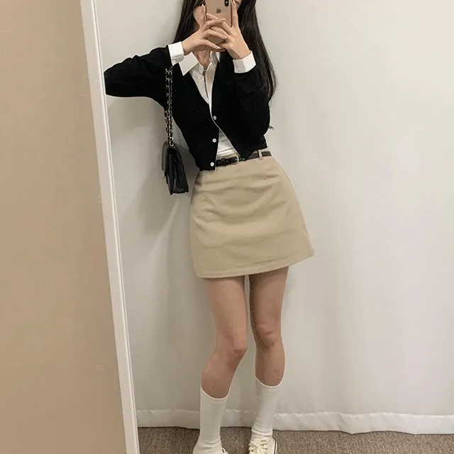 [🌸~3/7까지 6주년초특가][속바지O 벨트 SET] 미우 베이직 미니스커트