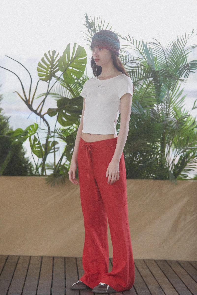 LInen wide pants _ red