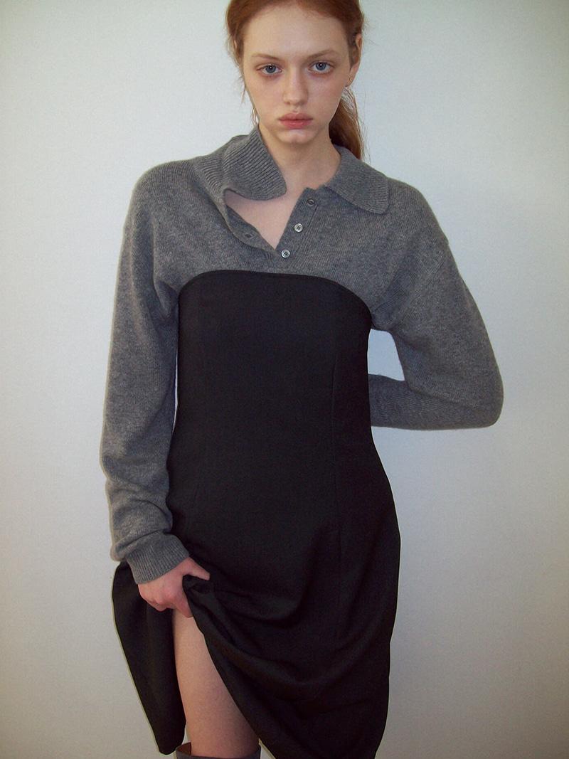 Dewi Collar Knit Gray (2nd)