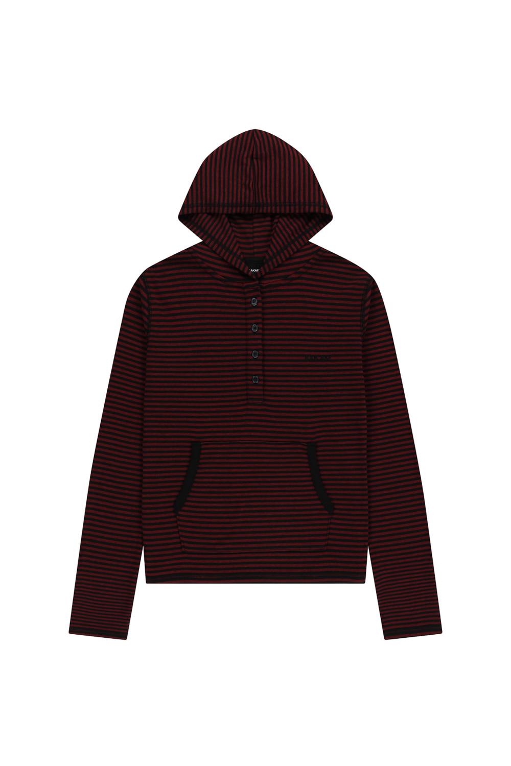 [10.10 예약 배송] Striped Button Hoodie (Wine)